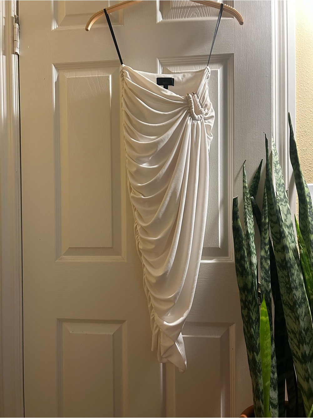 Revolve Draped Asymmetrical Ivory Midi Skirt